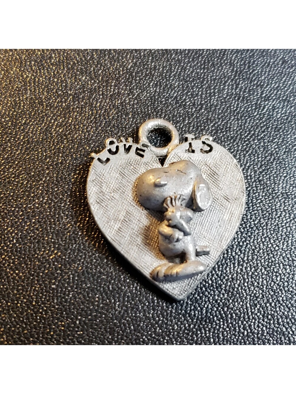 1958 USF Inc. Starline Pewter Pendant Heart with Snoopy & Woodstock Love Is